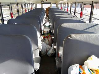 Inside the bus full of food