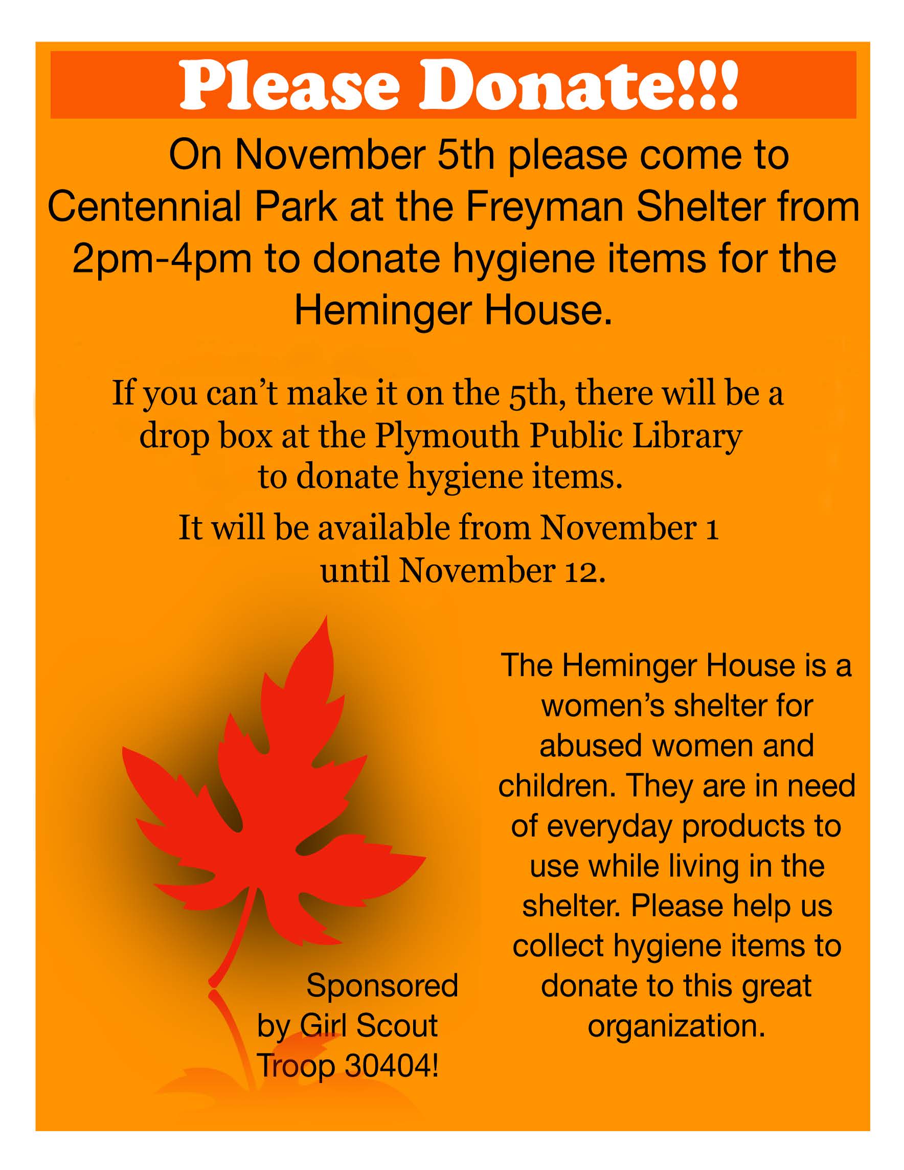 Heminger House Donation Flyer