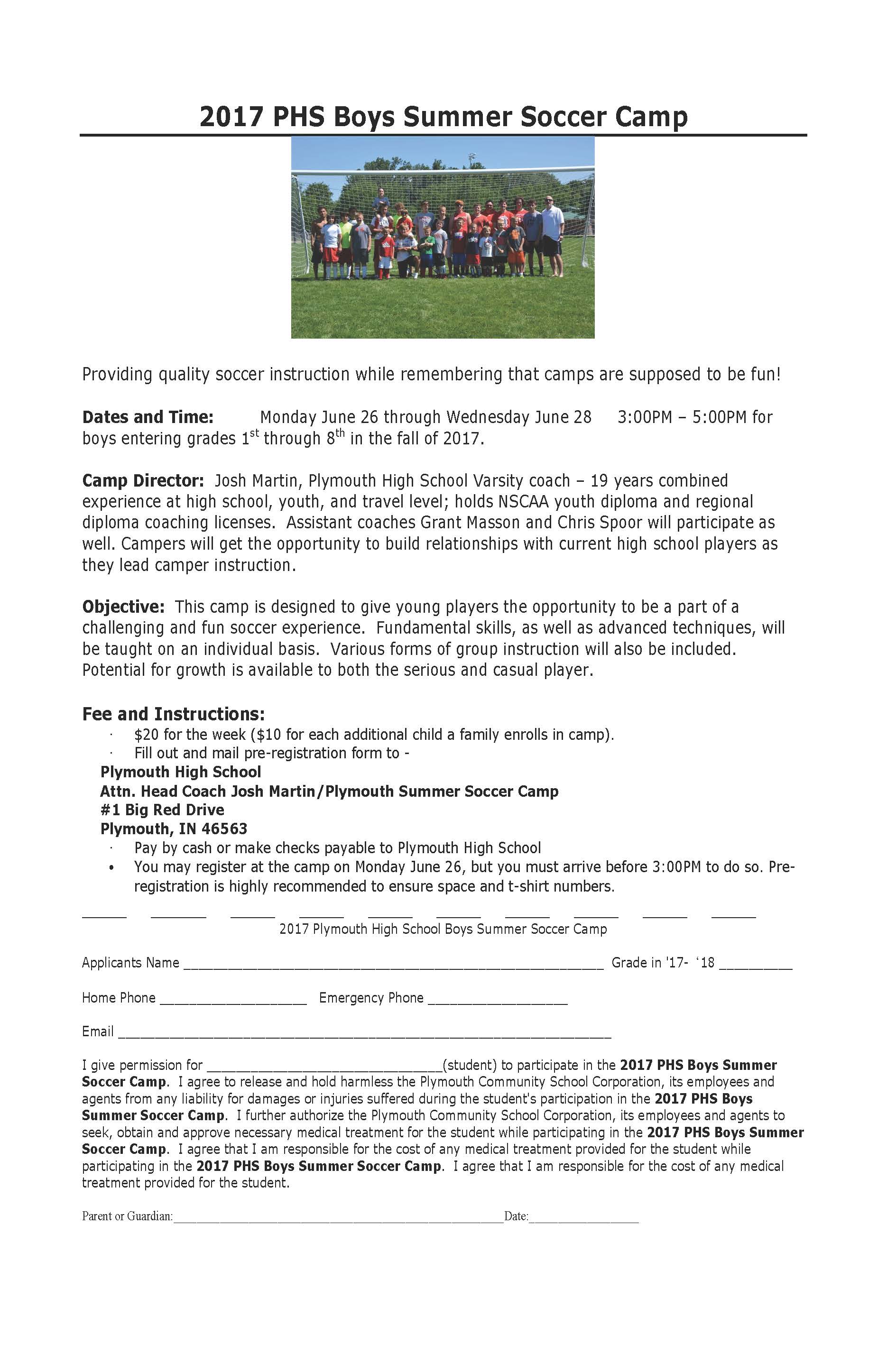 Boys Soccer Camp Flyer in English