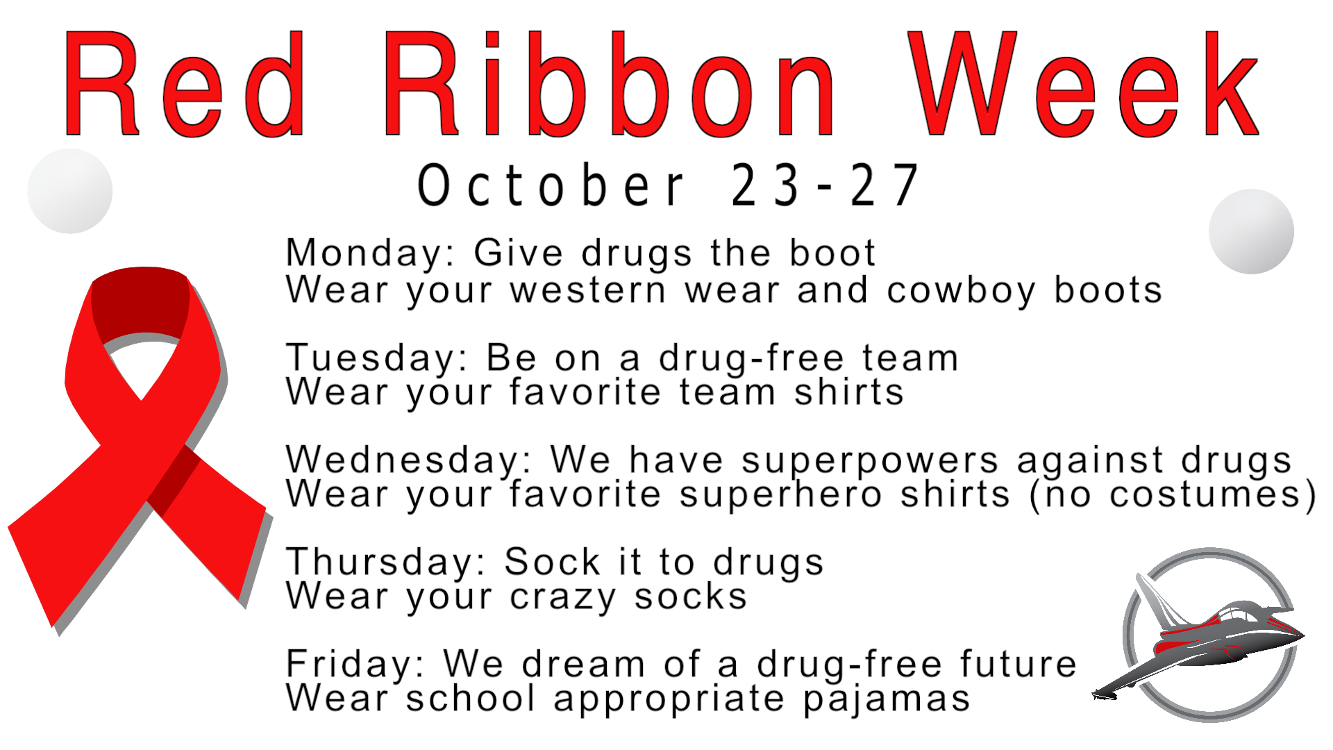 Jefferson Red Ribbon Week October 23-27