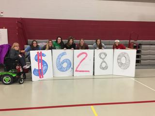 Hannah Jacobs and PHS students with final LJH fundraising donations.