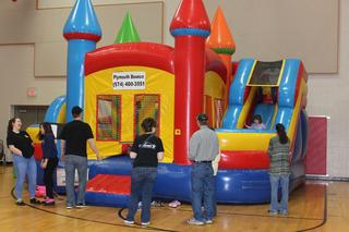 students and bounce house