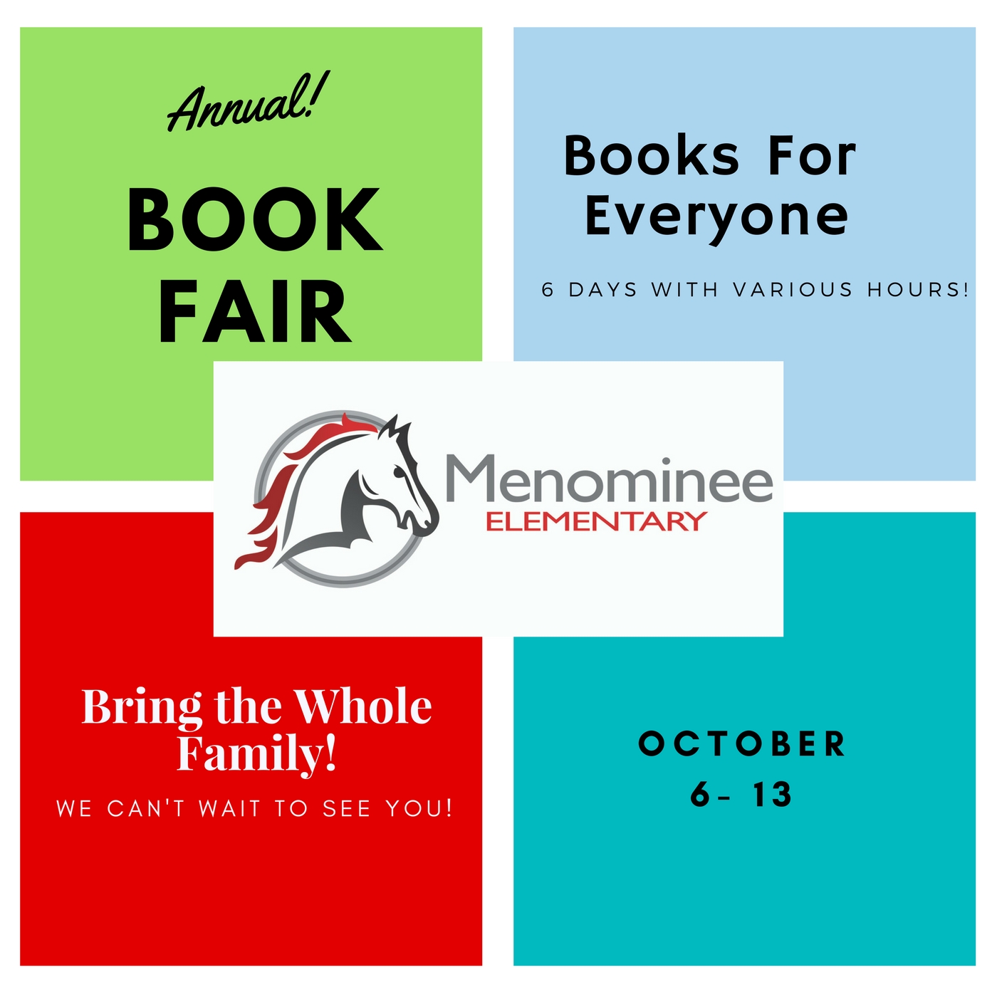 Menominee Annual Book Fair October 6-13, 2017