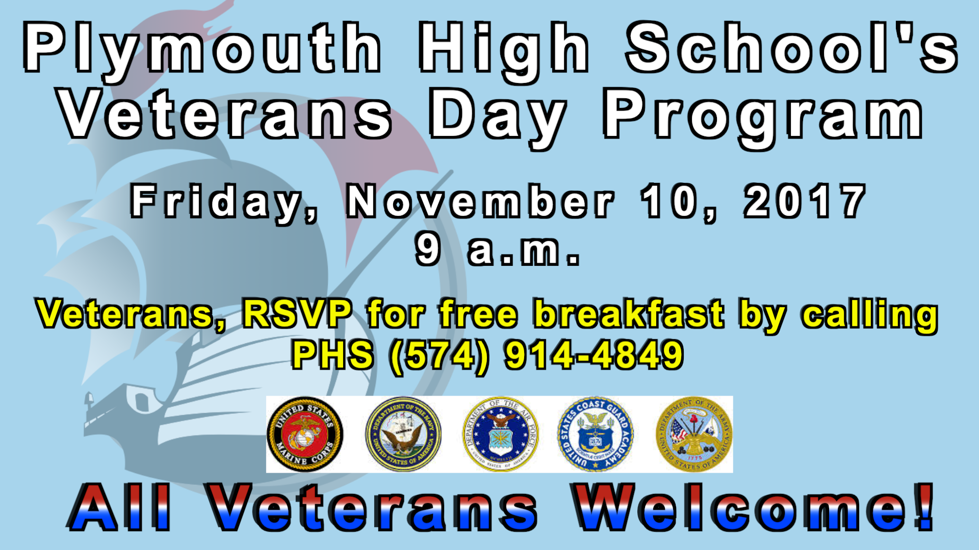 Veterans Day Program at Plymouth High School November 10, 2017