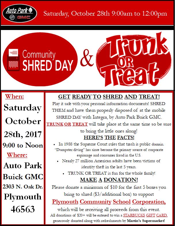 Community Shred Day & Trunk or Treat
