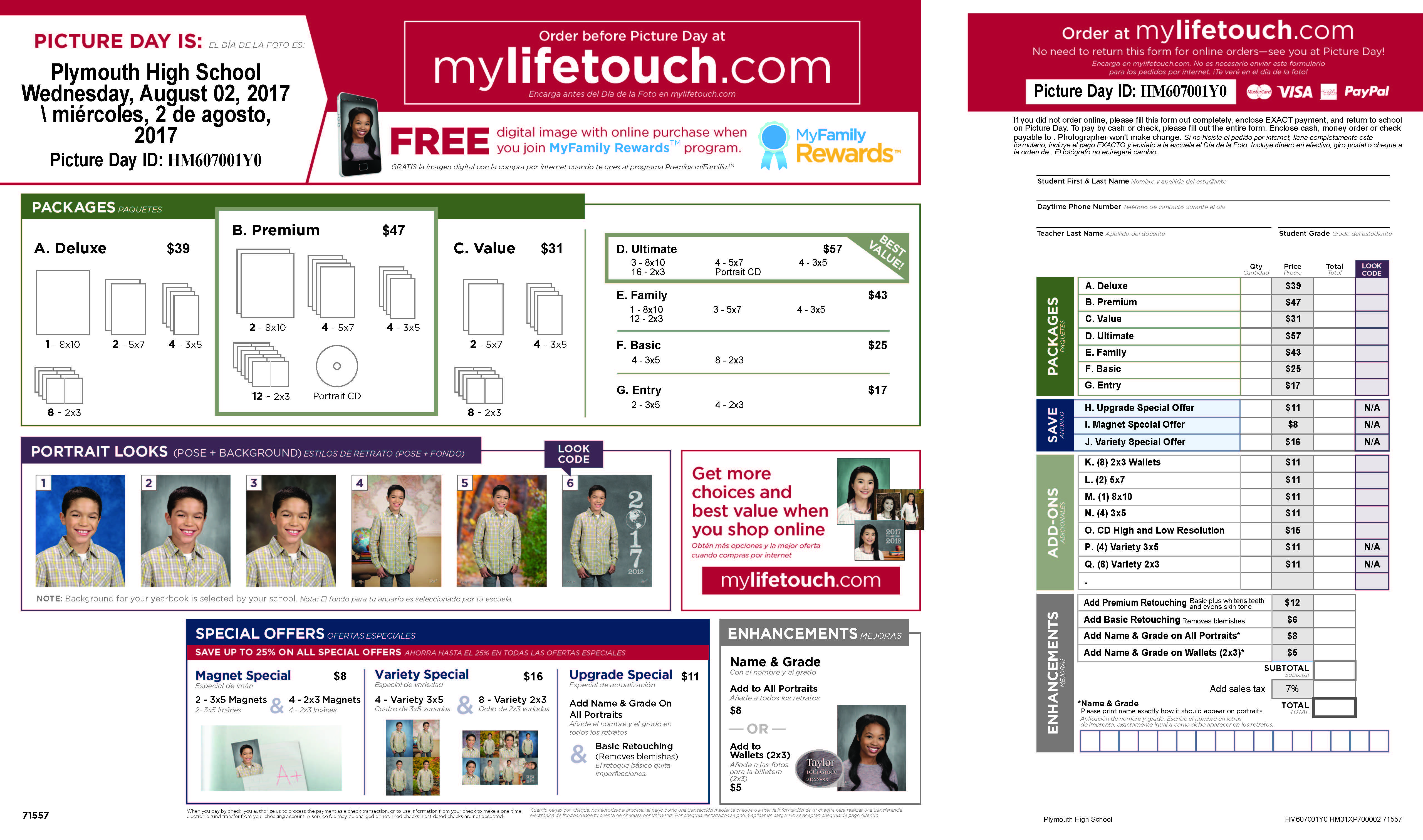 Lifetouch picture order form