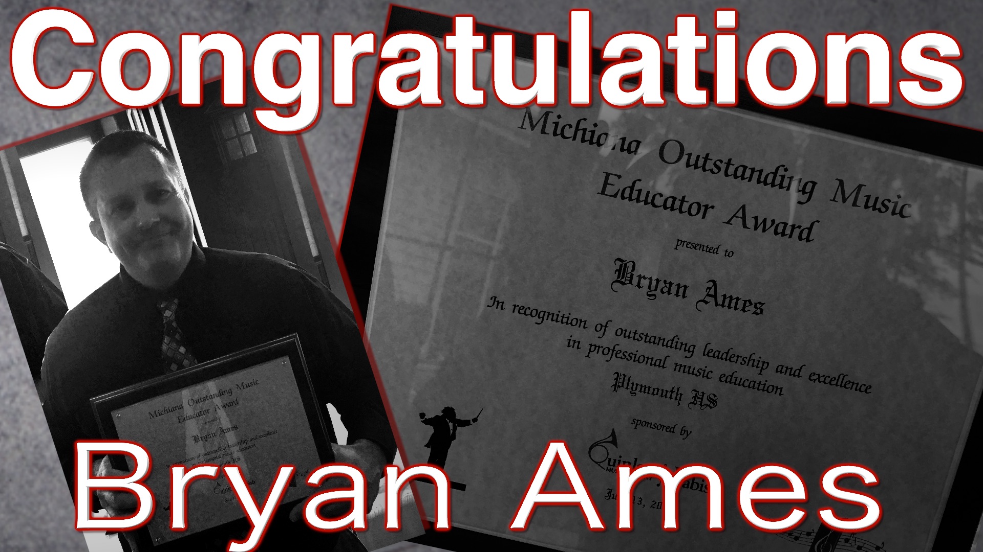Congratulations Bryan Ames on Music Award