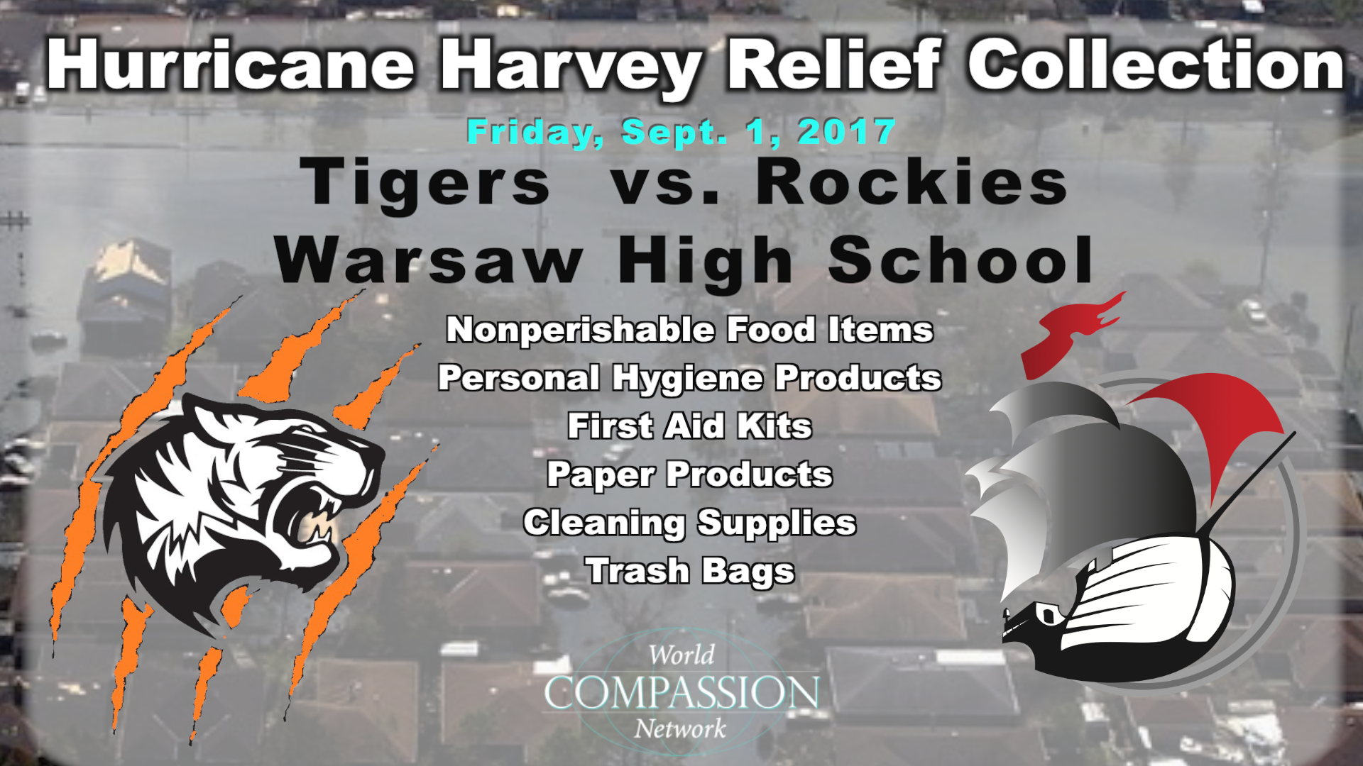 PHS vs. Warsaw Football Game and Hurricane Harvey Relief Collection