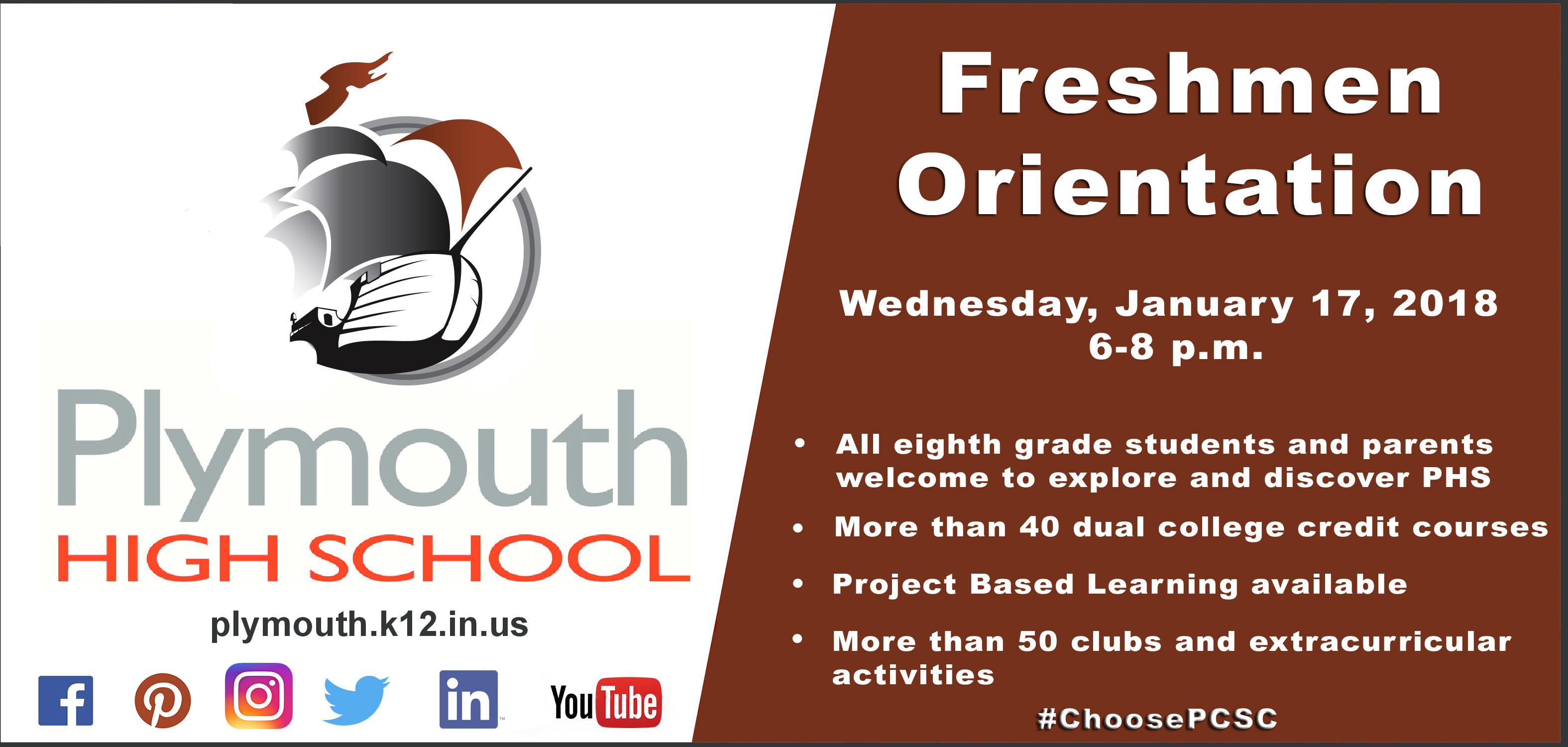 Freshmen Orientation Wednesday, January 17, 2018 6-8 p.m.