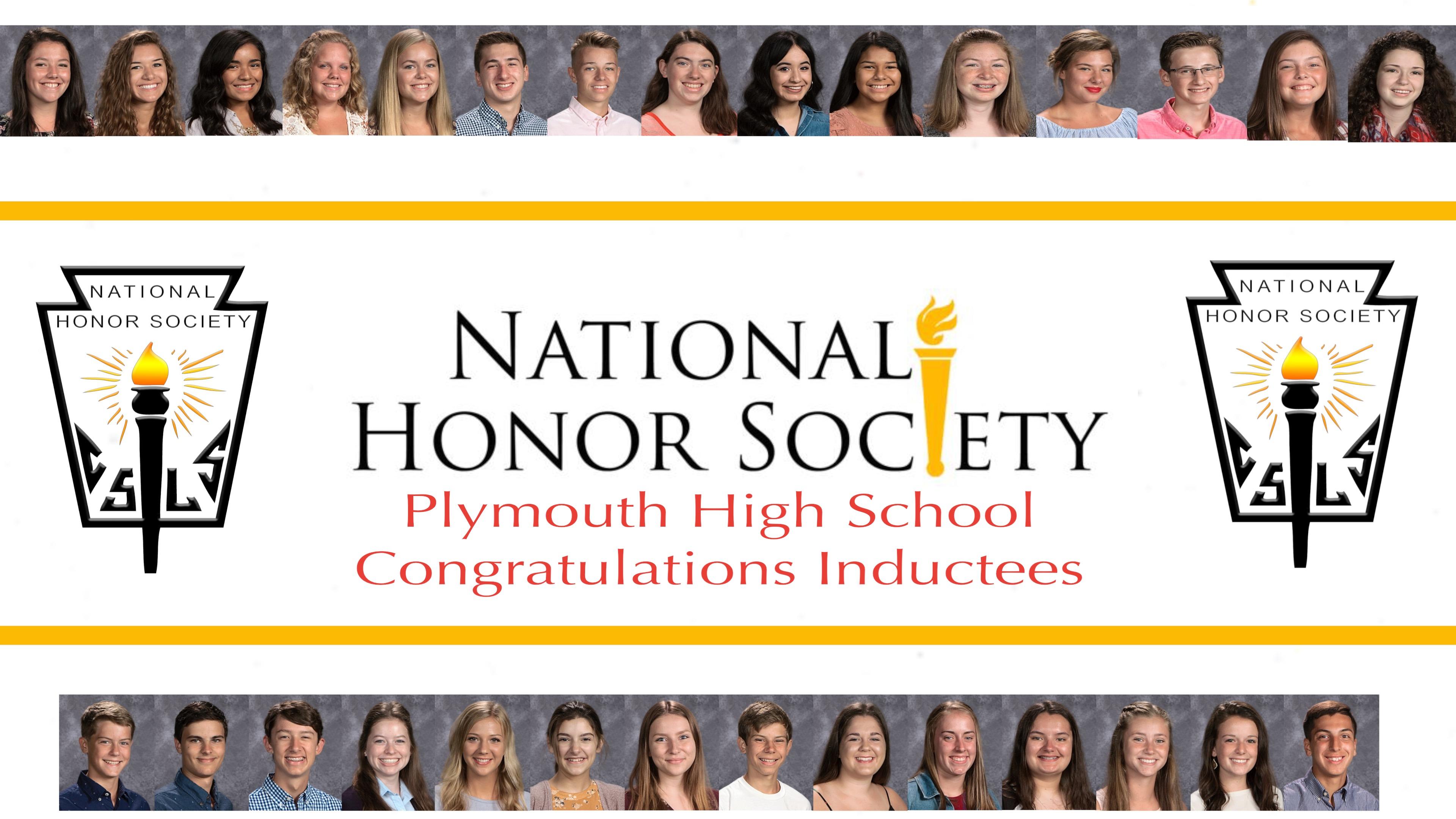 National Honor Society Plymouth High School Congratulations Inductees- National Honor Society Logos and PHS Students