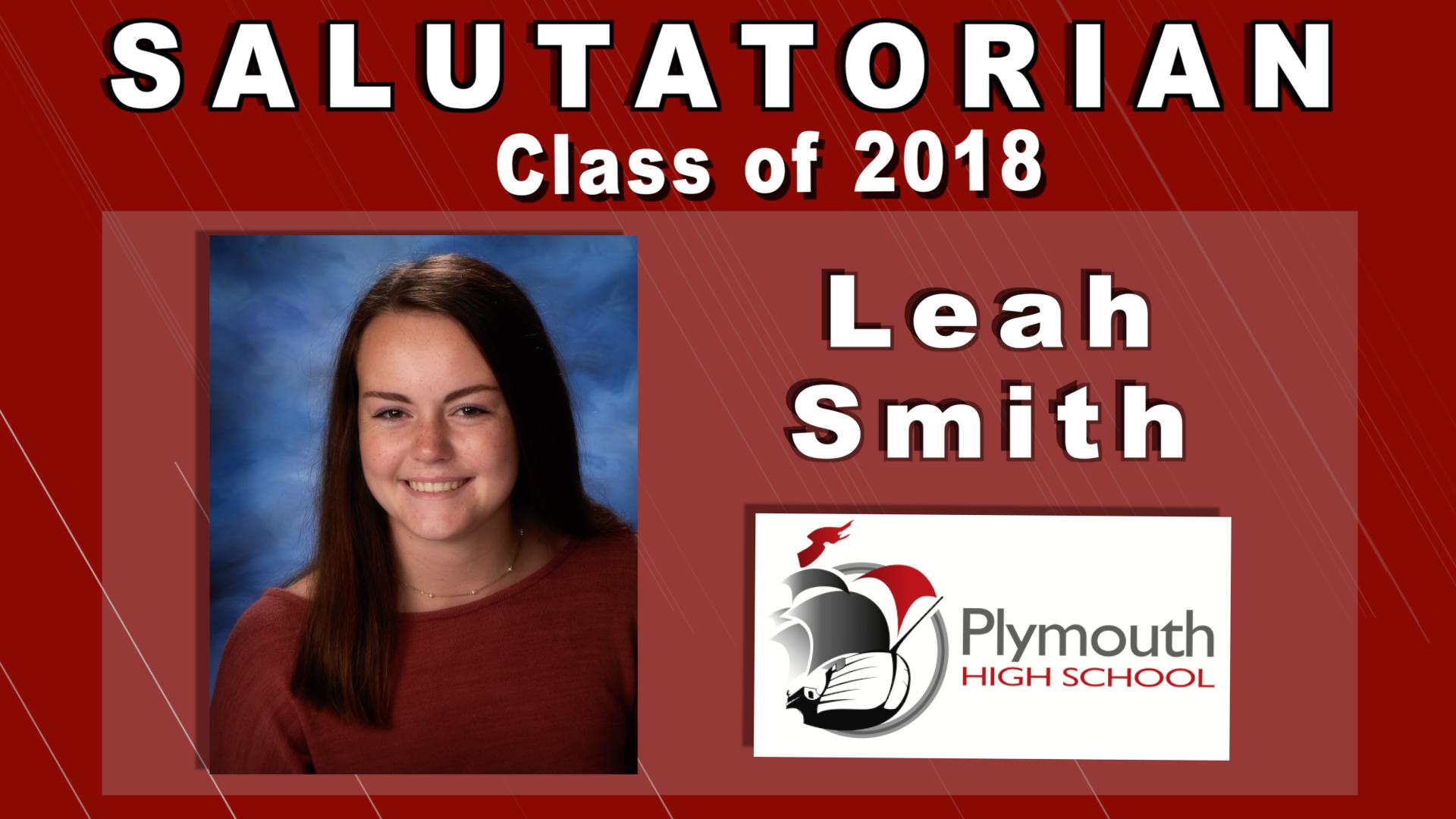 Salutatorian Class of 2018 Leah Smith Plymouth High School Logo