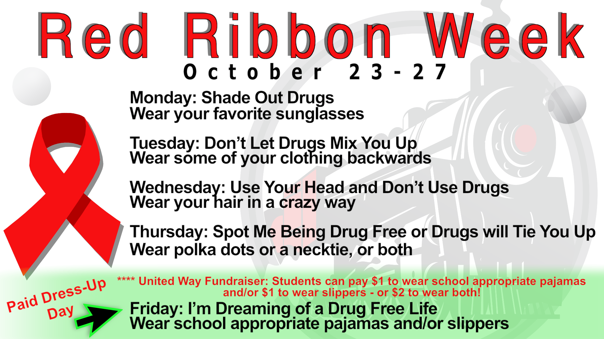 Red Ribbon Week at Webster October 23-27