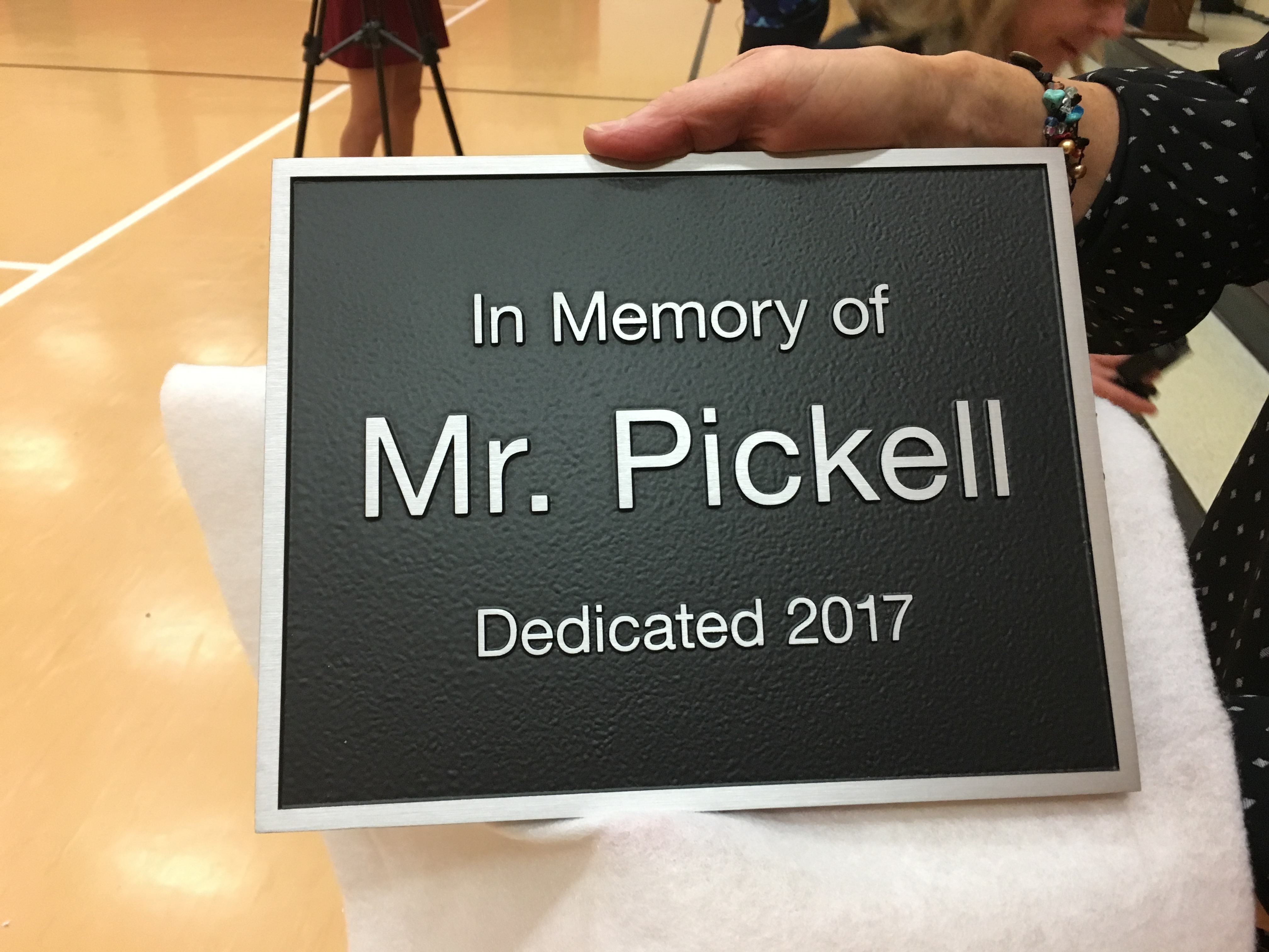 In Memory of Mr. Pickell Plaque