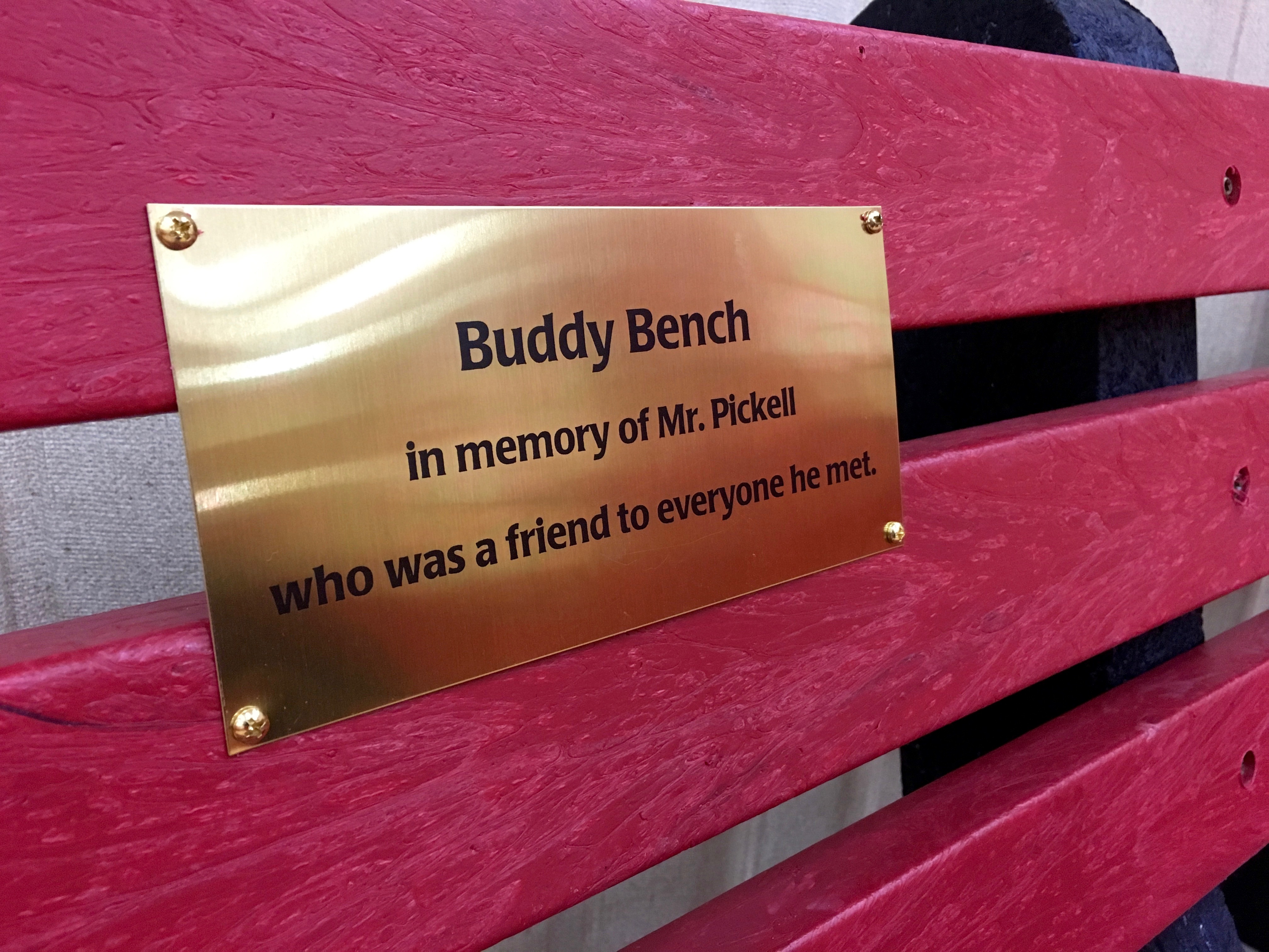 Buddy Benches donated in Bob Pickell's honor