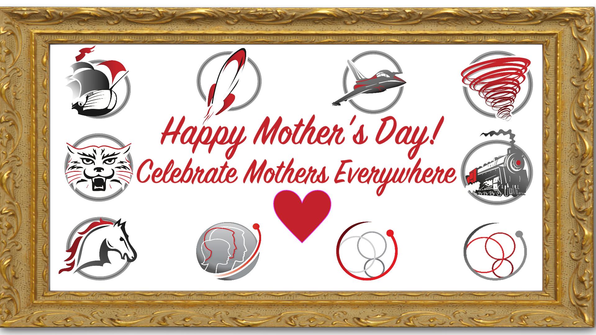 Happy Mother's Day! Celebrate Mothers Everywhere with PCSC school logos and a gold frame