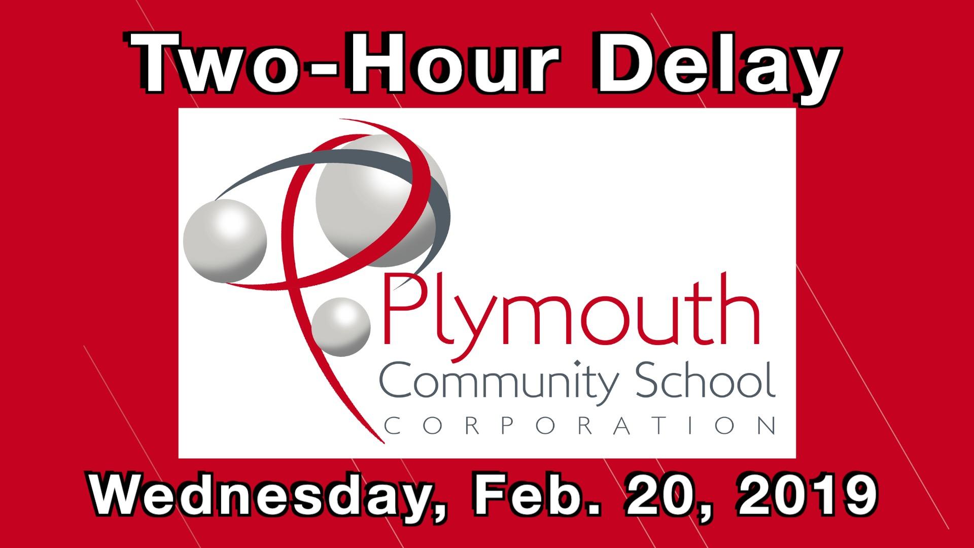 Two-Hour Delay February 20, 2019 with PCSC logo on red background