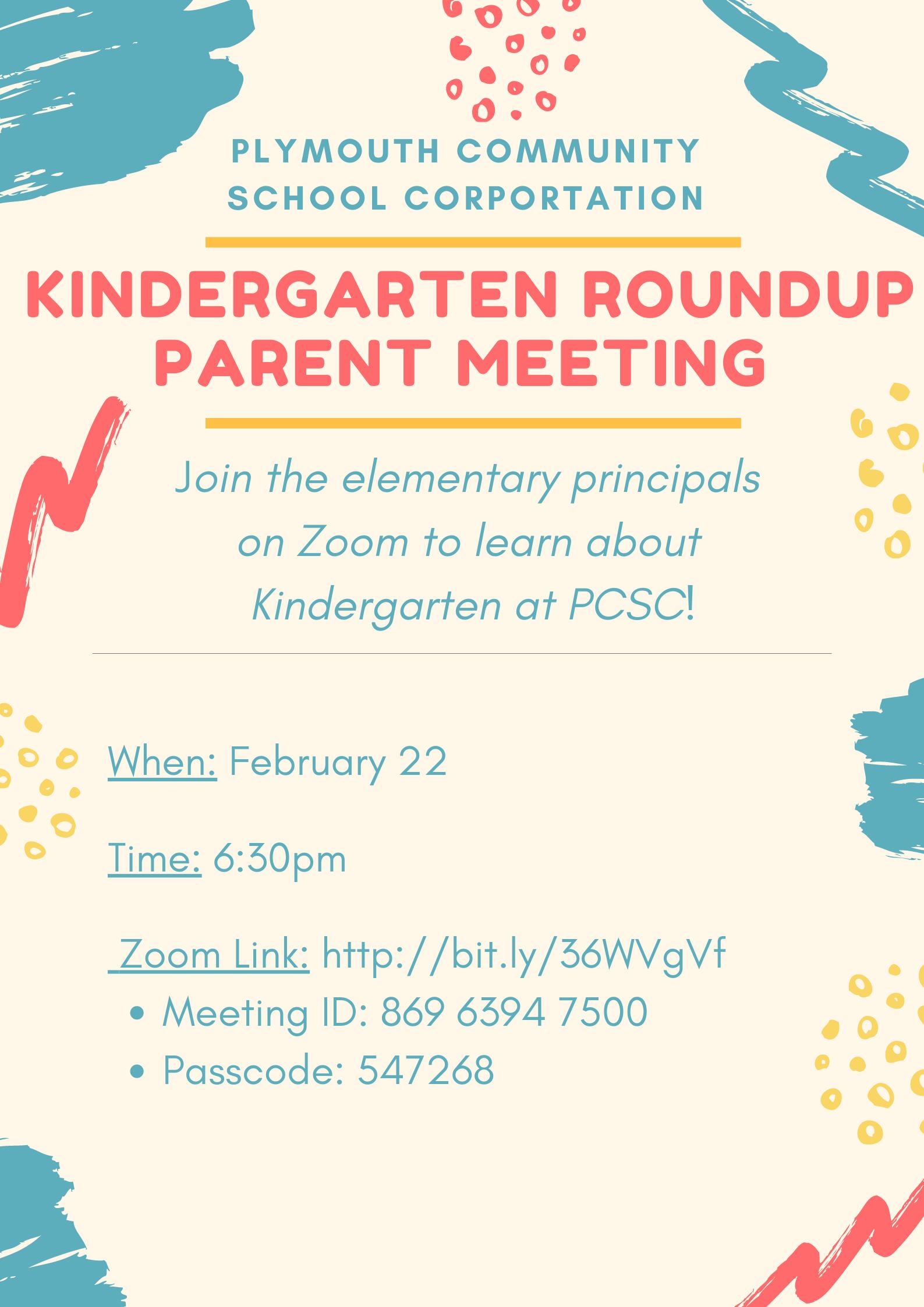 Kindergarten Roundup Parent Meeting Flyer
