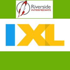 Riverside Intermediate Rocket School Logo and IXL Logo on green background