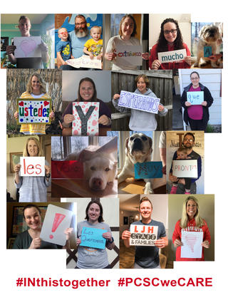 Collage of LJH Staff holding signs