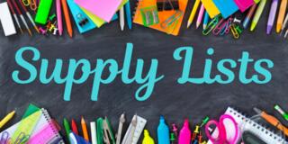 Supply Lists on chalkboard image with school supplies