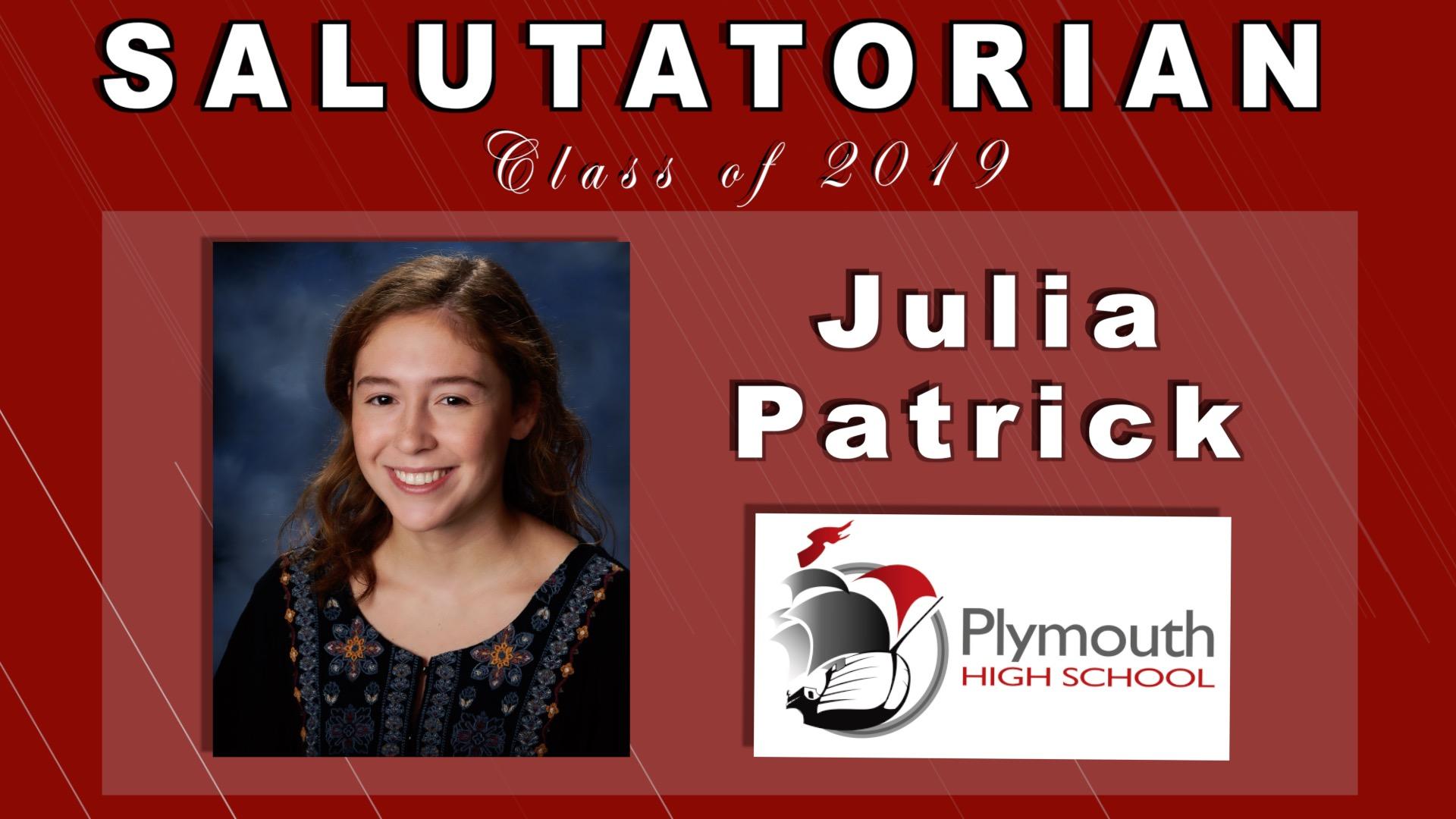 Salutatorian Class of 2019 Julia Patrich with Plymouth High School logo