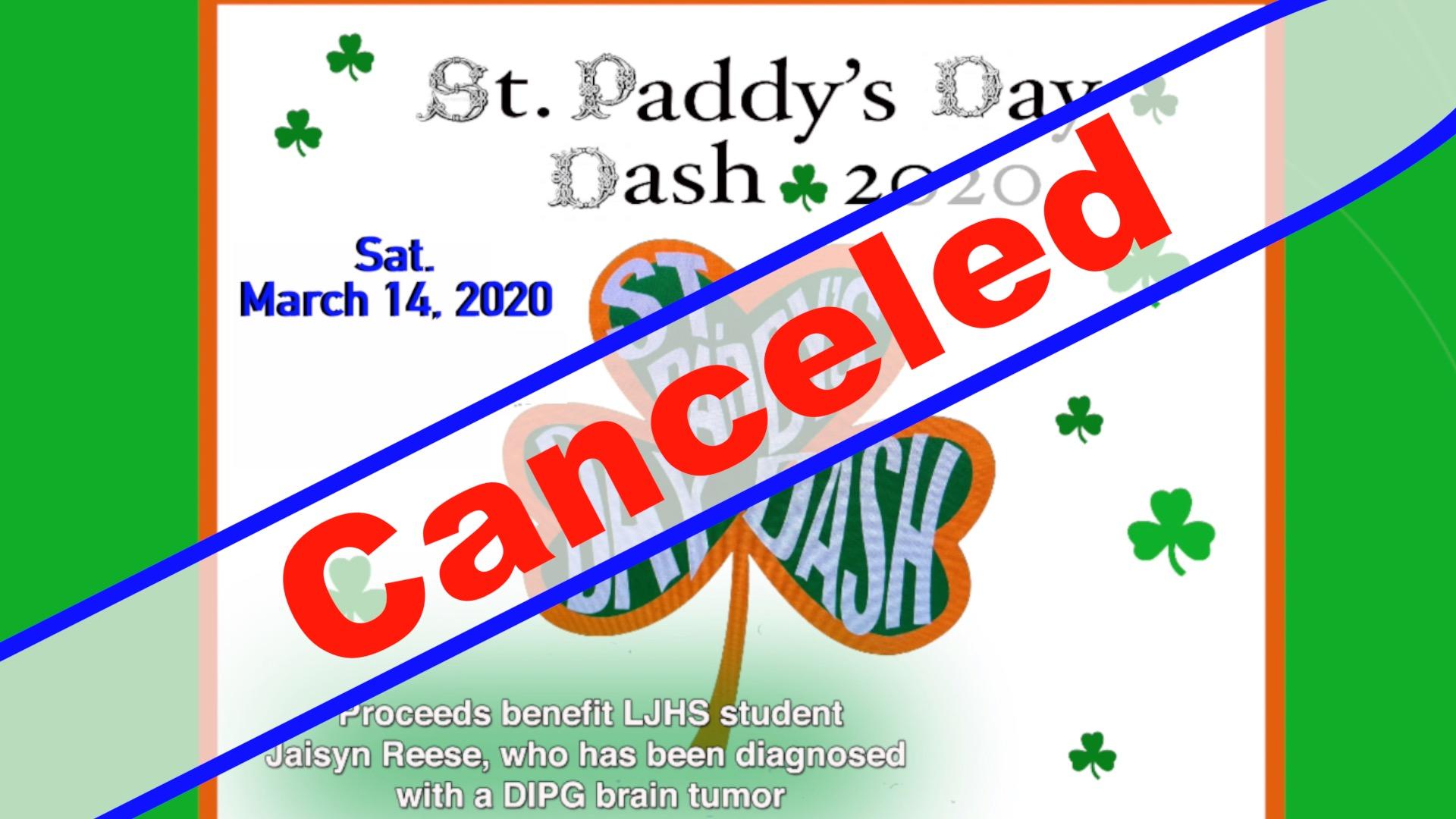 St. Paddy's Day Dash 2020- Saturday, March 14th canceled-Proceeds benefit LJHS student Jaisyn Reese who was diagnosed with a DIPG brain tumor