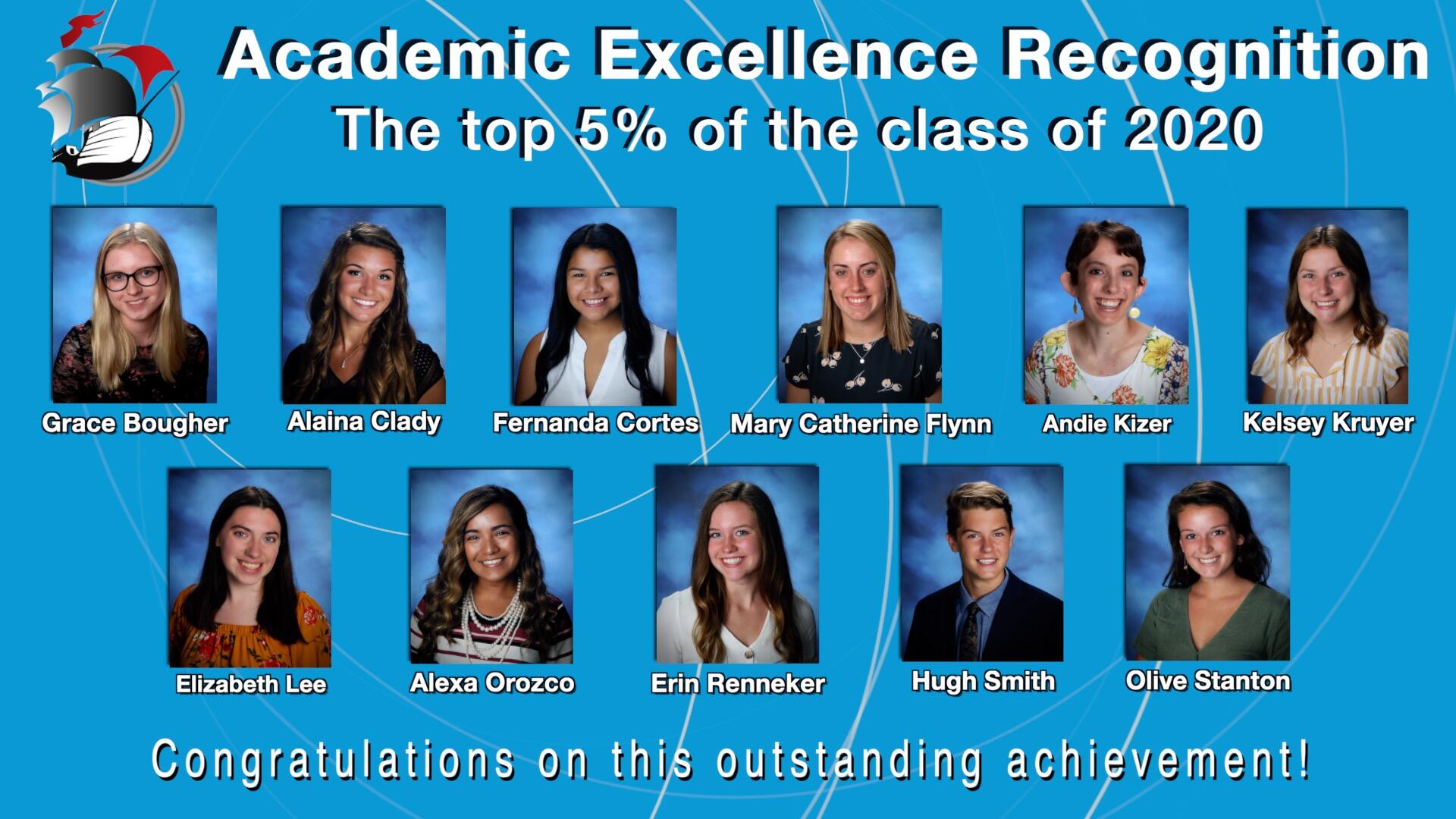 Academic Recognition-The top 5% of the class of 2020-student pictures and names-Congratulations on this outstanding achievement!