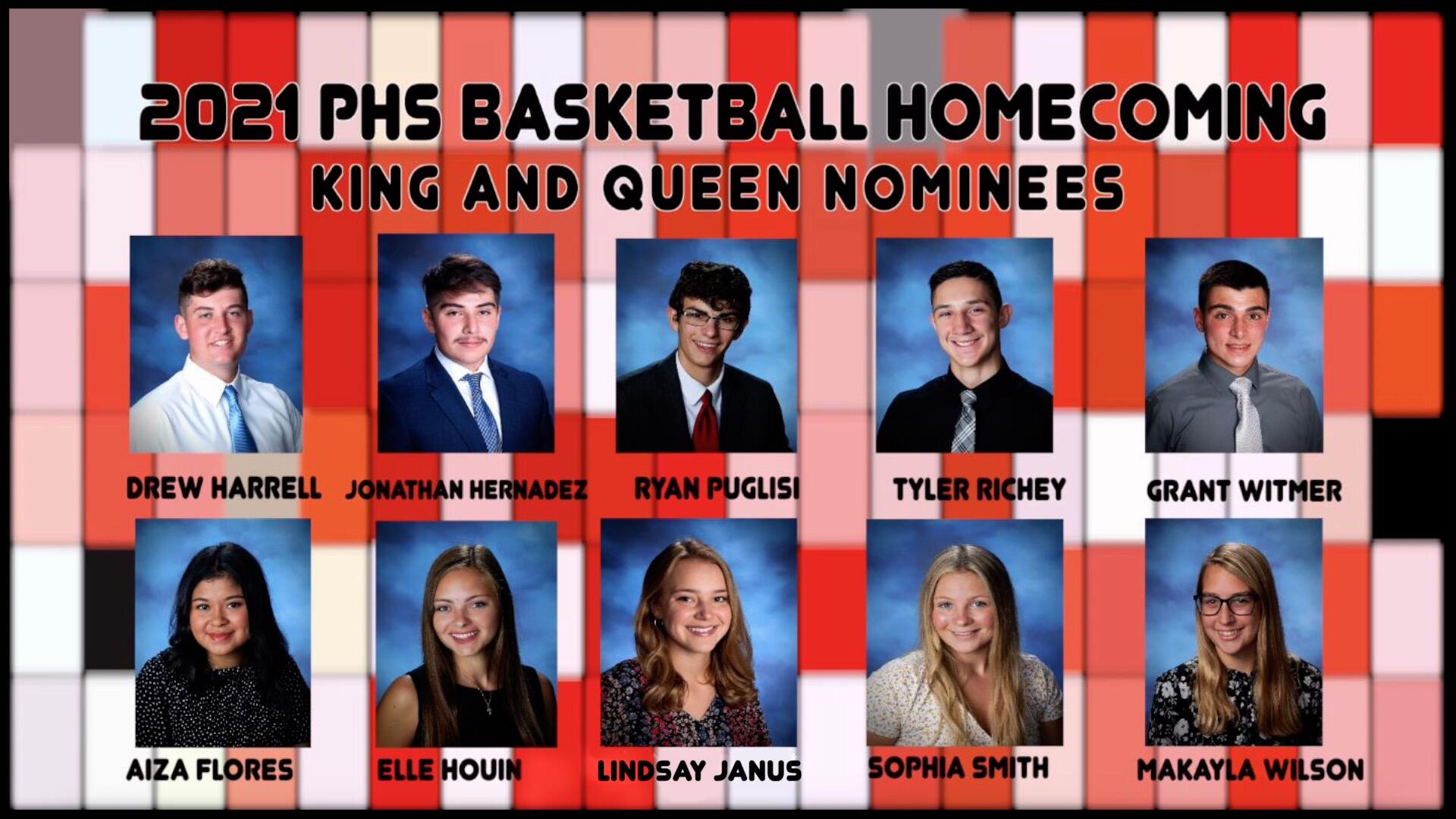 2021 PHS Basketball Homecoming King and Queen Nominees - pictures and names