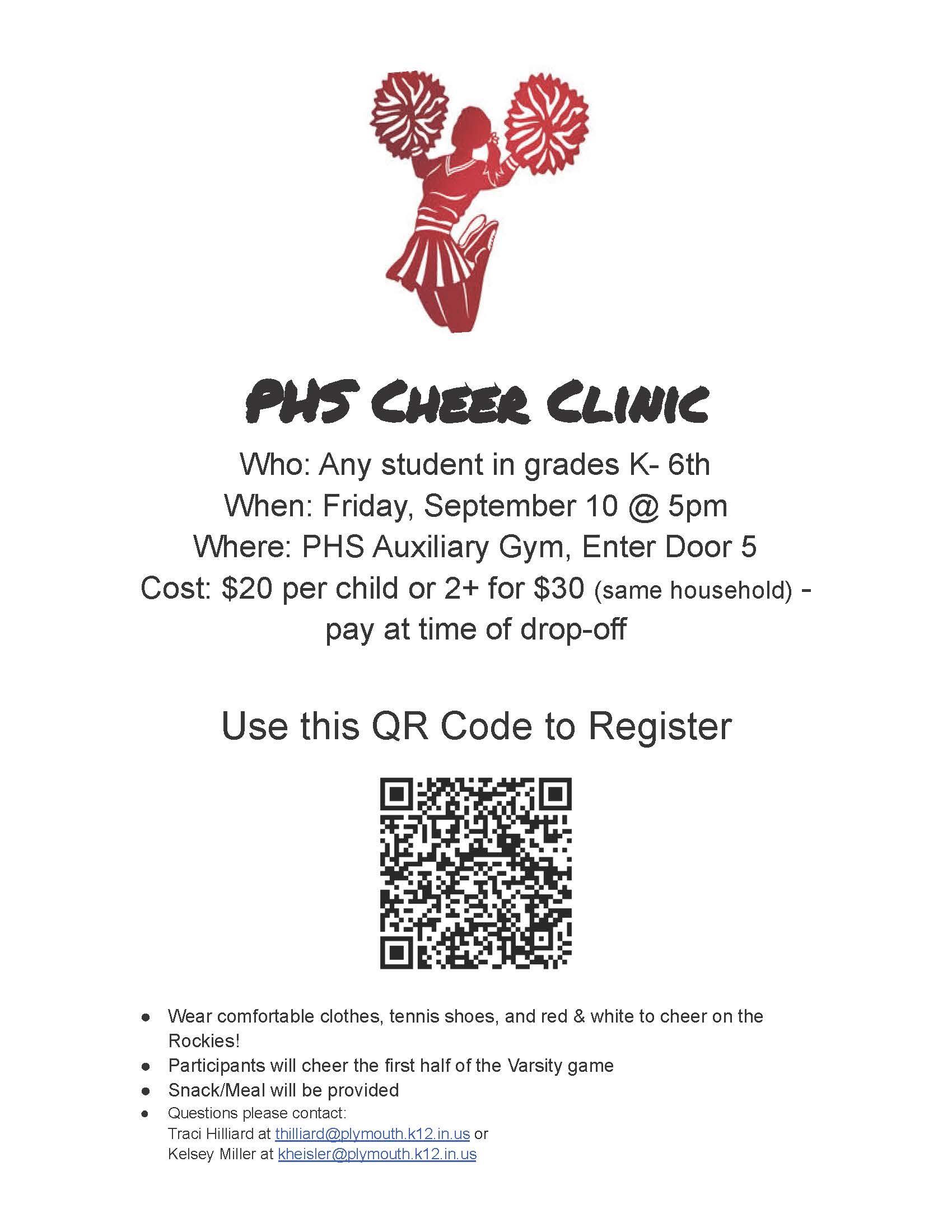 PHS Cheer Clinic Image of Flyer