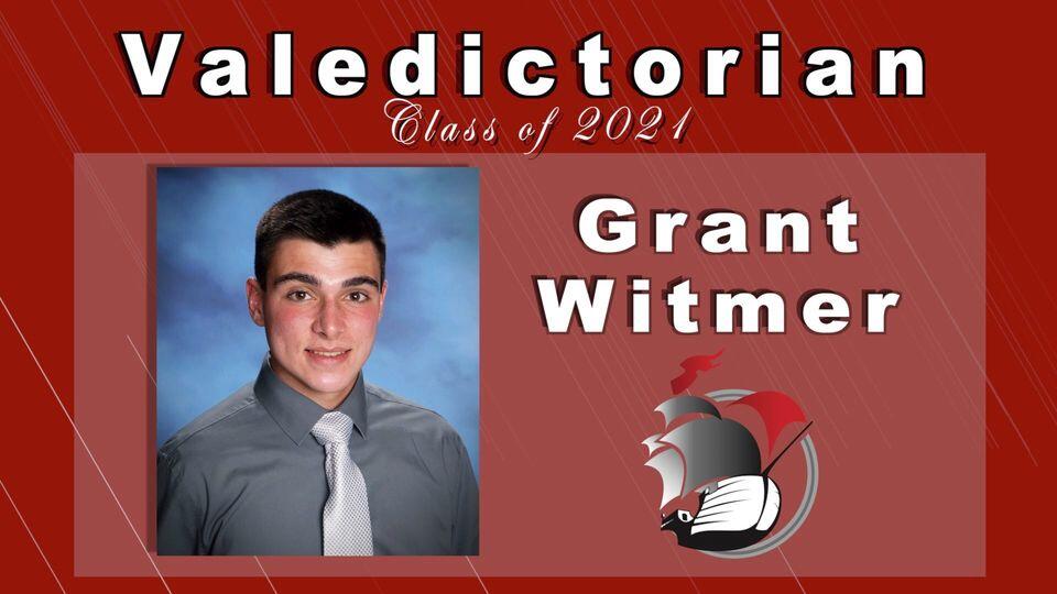 Valedictorian Class of 2021 Grant Witmer with photo and PHS Ship Logo