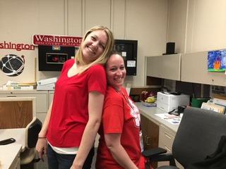 WDA staff wears red for education.