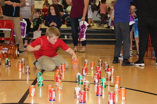 Webster student playing ring the pop game.