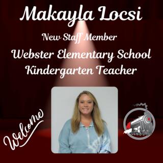 Makayla Locsi New Staff Member Webster Elementary School Kindergarten Teacher with Webster Logo